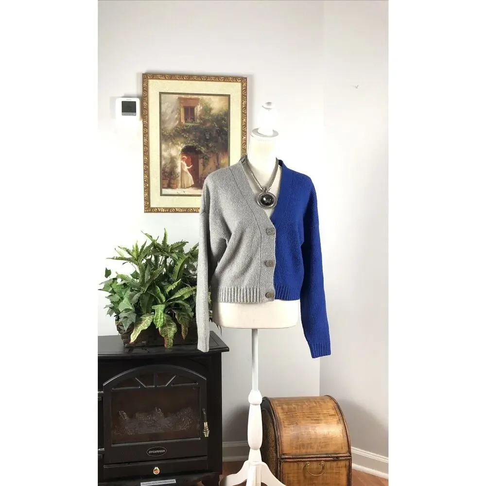 Primark Caress Women Two Toned Slouchy Sweater Cardigan XS Long Sleeve 3 Button - Picture 2 of 13